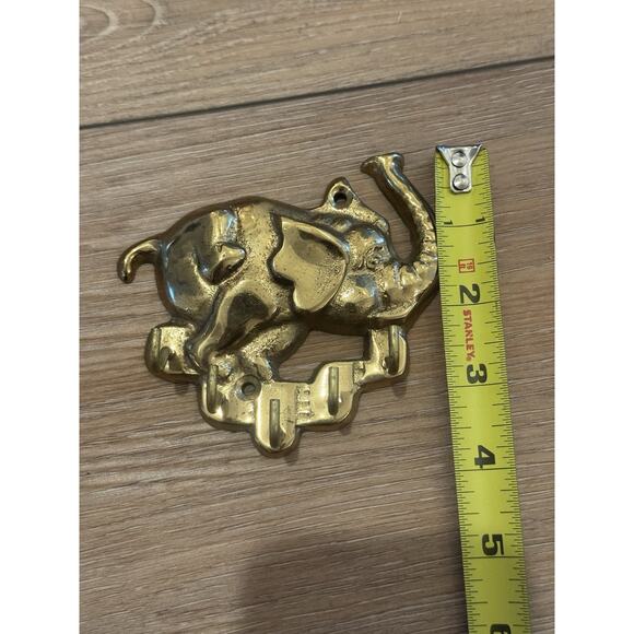 Brass Elephant Key Rack Hooks, Decorative Vintage Wall Mount Key Holder Small - Picture 4 of 14